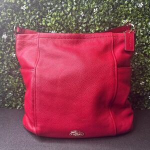 Coach Red Pebbled Leather Chicago Gallery Hobo Bag